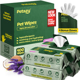 Petazy full-body wipe in 8x8 inch sheet cleans paws and coat efficiently.