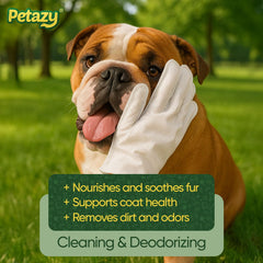 Petazy glove wipes for multi-use cleaning across paws, face, ears.