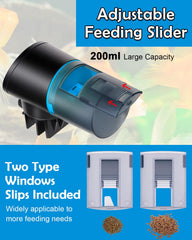 Petbank rechargeable battery inside the blue feeder powering long life between charges.