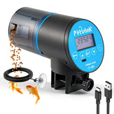 Petbank automatic feeder blue front view with LCD screen for precise scheduling.