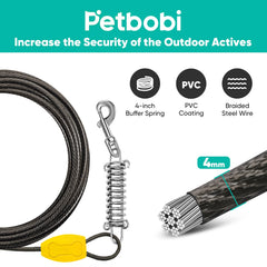 Petbobi 16in ground stake ensures stable anchoring during camping or yard use.