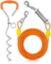 Petbobi 50ft dog tie-out cable enables safe outdoor roaming.