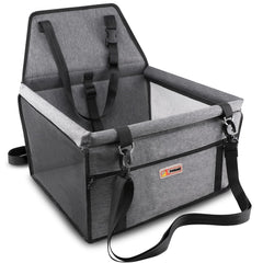 Petbobi dog booster seat front view with sturdy frame for secure travel