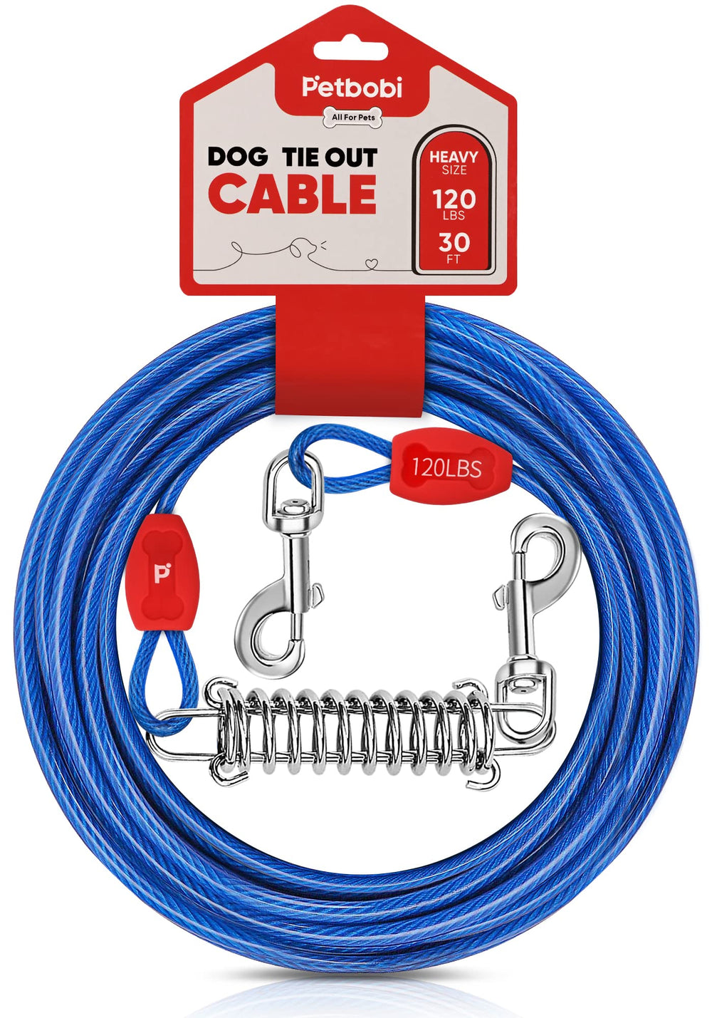 Petbobi dog tie-out 30ft cable ready for outdoor adventures and exploration