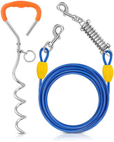 Petbobi dog tie-out cable 10ft roaming for safe outdoor play in yard or camp