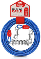 Petbobi 40ft dog tie-out cable front view for safe outdoor roaming.