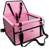 Petbobi reinforced booster seat back view shows stability in travel