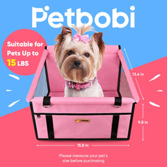 Petbobi booster seat side strap area demonstrates secure leash use