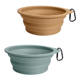 PetBonus collapsible dog bowl expanded in turquoise with 34oz capacity.