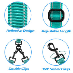 PetBonus double dog leash adjustable from 29 to 38 inches for flexible walks.