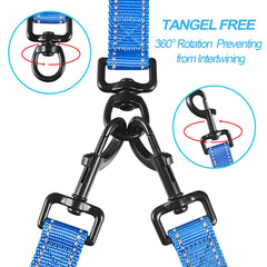 PetBonus four padded handles for comfortable grip when walking two dogs.