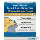Petcci dewormer liquid bottle for cats and dogs, broad-spectrum worm relief.