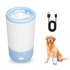 PETCHO electric paw cleaner cup demonstrating 360° cleaning for muddy paws after walks