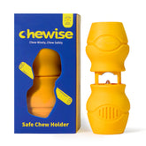 PetClan Chewise Bully Stick Holder close-up showing secure teeth grip for safer chews