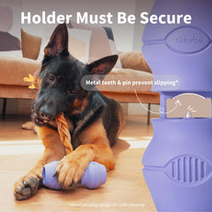PetClan Chewise holder metal teeth grip bully sticks firmly for secure chewing.
