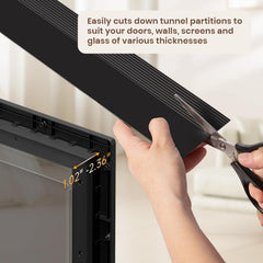 Closing panel allows controlled in/out access when needed.