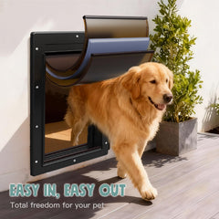 PETCOMING wall-entry pet door with extended tunnel demonstrates easy indoor-outdoor access