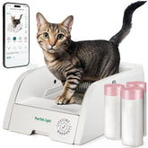 Petcove PurrTek Light self-cleaning litter box front view showing quiet operation