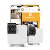 Petcube Cam 360 pack of 2 living room view for full-room pet monitoring.