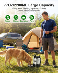 PETDOTT 77oz bottle with built-in bowl demonstrates 2-in-1 design for easy feeding.
