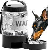 PETDOTT 98oz dog water bottle dispenser on a trail for giant breeds.