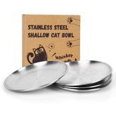 Petdream four-pack stainless steel cat bowls, durable and rust-resistant for daily meals.