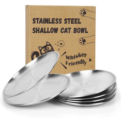 Petdream 6-pack stainless steel cat bowls with durable, rust-resistant design for daily feeding.