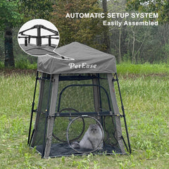 PetEase Catio trapezoid playpen supports shared fun for multiple pets.