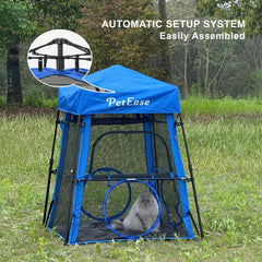 PetEase Catio trapezoid playpen provides roomy exploration and rest.