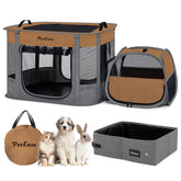 PETEASE portable cat playpen with litter box for clean indoor use