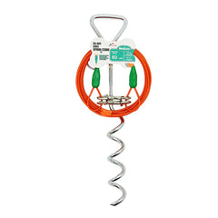 Petest 16-inch spiral stake anchors securely outdoors for medium dogs.