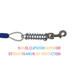 Petest steel cable with swivel clips offers secure, durable anchoring.