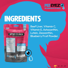 PetEyez freeze-dried ingredients highlight natural ingredients for eye comfort.