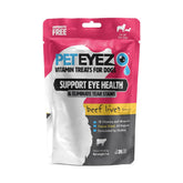 PetEyez Tear Stain Remover Treats packaging supports daily use for tear management.
