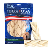 Pet Factory Beefhide Braided Stick Chew close-up promotes dental health
