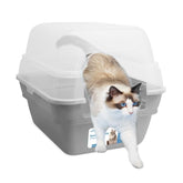 Petfamily foldable hooded litter box with transparent lid for easy transport.