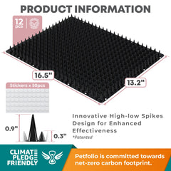 Petfolio upgraded black cat repellent mat spikes provide a humane barrier for furniture.