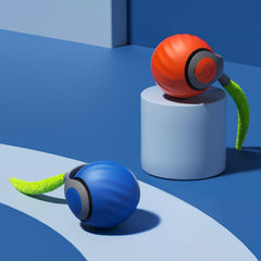 Petgravity Speedy Sprint Ball in blue and orange, encourages playful exercise for curious cats.