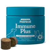 PetHeal Immune Plus bottle for dogs, showing pork-flavored chews for daily immune support.