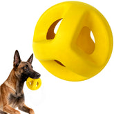 PetiFine indestructible dog ball in yellow, ideal for aggressive chewers and fetch.