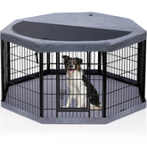 PETIME dog playpen with octagon top cover for safe outdoor play