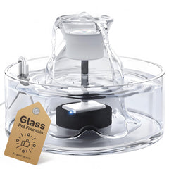 PETIMI Glass Cat Water Fountain top view, sleek design for calm hydration.