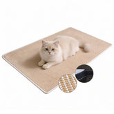 Petinstinct cat scratcher mat in beige on the floor, ideal for indoor scratching.
