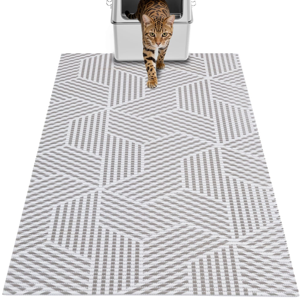 Petinstinct extra large litter mat 40x25 inch area for improved litter scatter control.