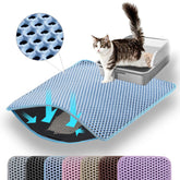 Petinstinct jumbo cat litter mat 46x26 inches covers floors to cut mess.