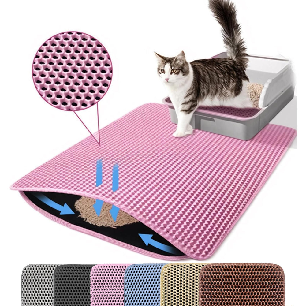 Petinstinct jumbo cat litter mat 46x26 inches traps litter for a cleaner home