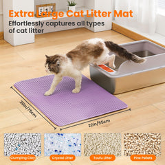 Petinstinct mat placed under the litter box to protect the floor from spills.
