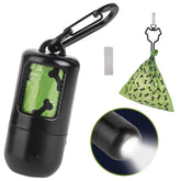 PetIsay dog poop bag holder with flashlight for nighttime visibility during walks.