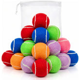 Petite Paws squeaky mini tennis balls pack, ideal for indoor fetch with small dogs.