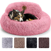 PetJett calming donut bed in pink enhances cozy relaxation for small to medium dogs
